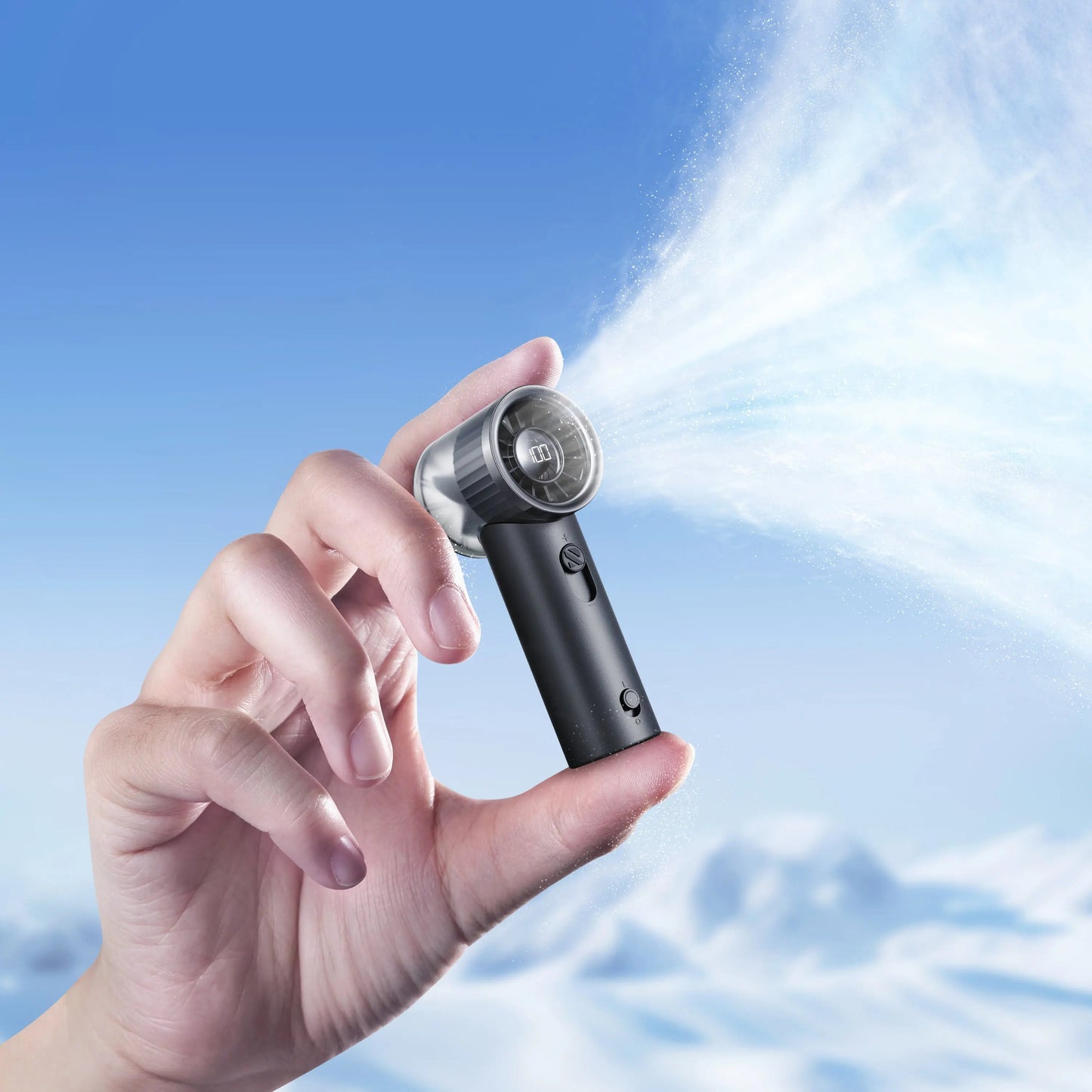 Vyrino 2026 Mini & Powerful Turbo 100-Speed Handheld Fan — Rechargeable with LED Display, Ultra-Portable Cooling for Outdoor Travel, Graphite Black, Great Gift for Women & Men