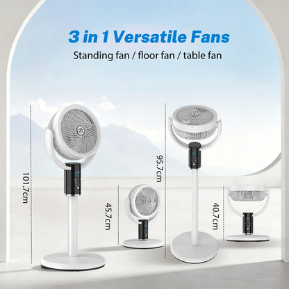 Rechargeable Pedestal Fan with 6000mAh Battery, USB-C Charging, 8-Speed Settings, LED Display, and Remote Control