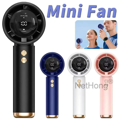 Compact Rechargeable Handheld Mini Fan with Foldable Design, 3-Speed Settings, 3000mAh Battery, and LED Display