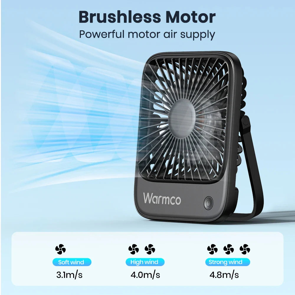 Compact USB Desk Fan - USB-C Powered, 3-Speed Settings, 180° Tilt, Ultra-Quiet Office Fan
