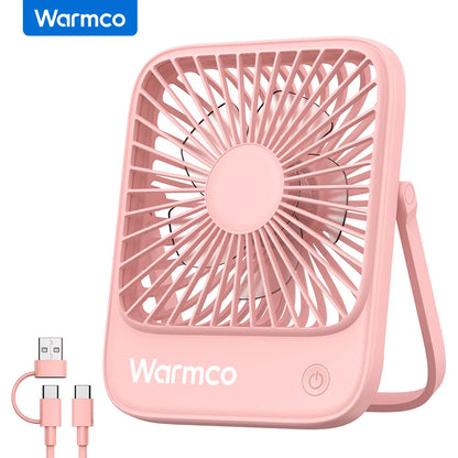 Compact USB Desk Fan - USB-C Powered, 3-Speed Settings, 180° Tilt, Ultra-Quiet Office Fan