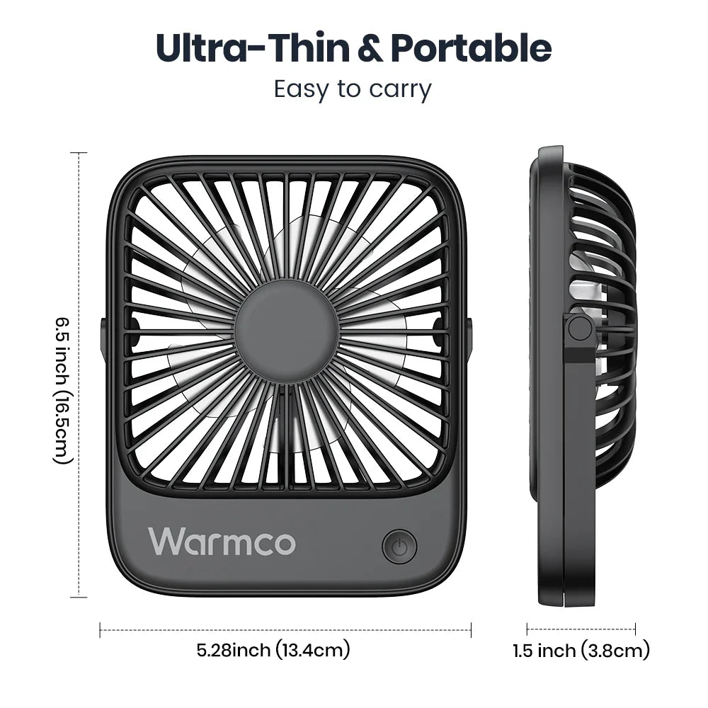 Compact USB Desk Fan - USB-C Powered, 3-Speed Settings, 180° Tilt, Ultra-Quiet Office Fan