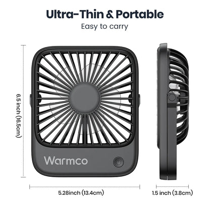 Compact USB Desk Fan - USB-C Powered, 3-Speed Settings, 180° Tilt, Ultra-Quiet Office Fan