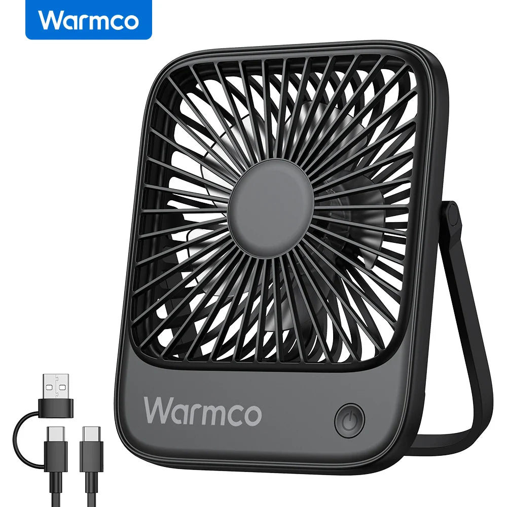 Compact USB Desk Fan - USB-C Powered, 3-Speed Settings, 180° Tilt, Ultra-Quiet Office Fan