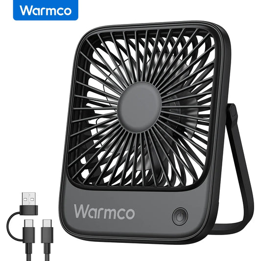 Compact USB Desk Fan - USB-C Powered, 3-Speed Settings, 180° Tilt, Ultra-Quiet Office Fan