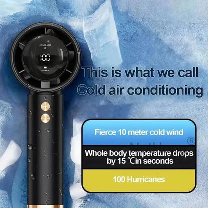 Compact Rechargeable Handheld Mini Fan with Foldable Design, 3-Speed Settings, 3000mAh Battery, and LED Display