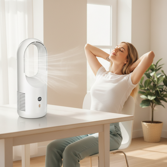 Bladeless Desktop Fan | LED Display Silent 360° Air Circulation Fan | Vyrino UK - Vyrino