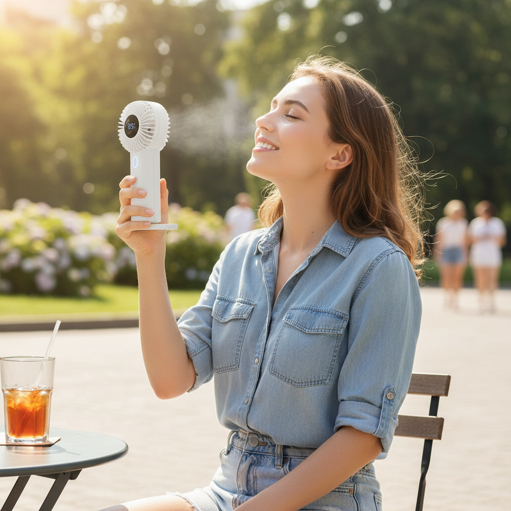 High Speed Handheld Fan | LED Display Rechargeable Mini Air Conditioner | Vyrino UK - Vyrino