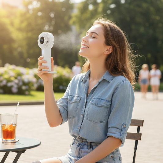 High Speed Handheld Fan | LED Display Rechargeable Mini Air Conditioner | Vyrino UK - Vyrino