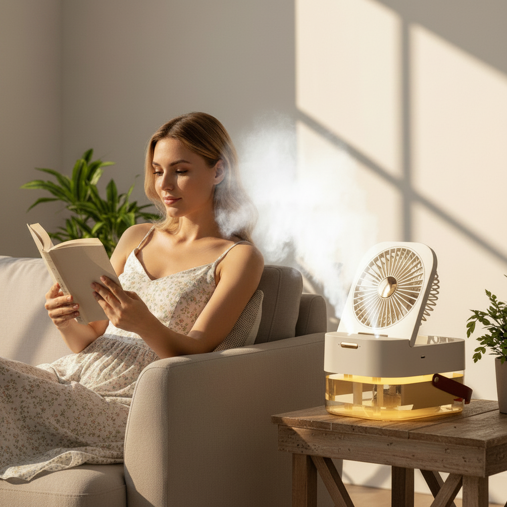 Humidifier Spray Fan with Night Light | 2.5L Remote Control Desktop Fan | Vyrino UK - Vyrino