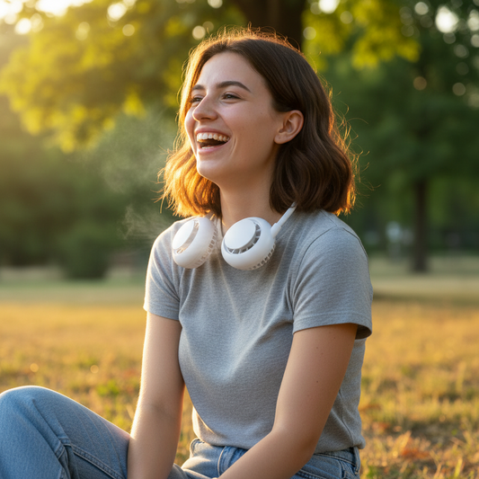 Portable USB Neck Fan | Rechargeable Wearable Summer Air Cooler | Vyrino UK - Vyrino